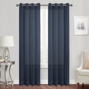 Simply Essential ~ (2) Voile 52”x96” Sheer Grommet Navy Curtain Panels